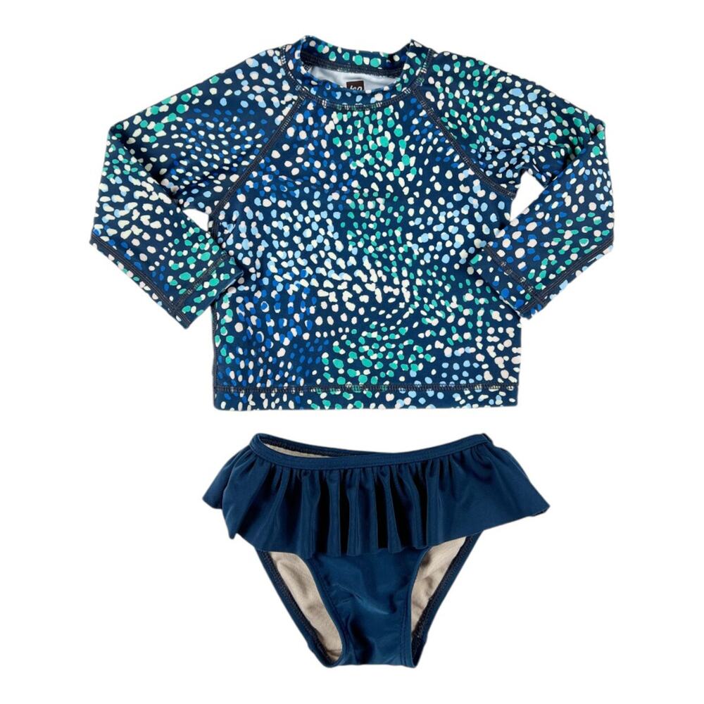 Tea Collection Dots Long Sleeve Swimsuit Rashguard Two Piece size 9-12 months